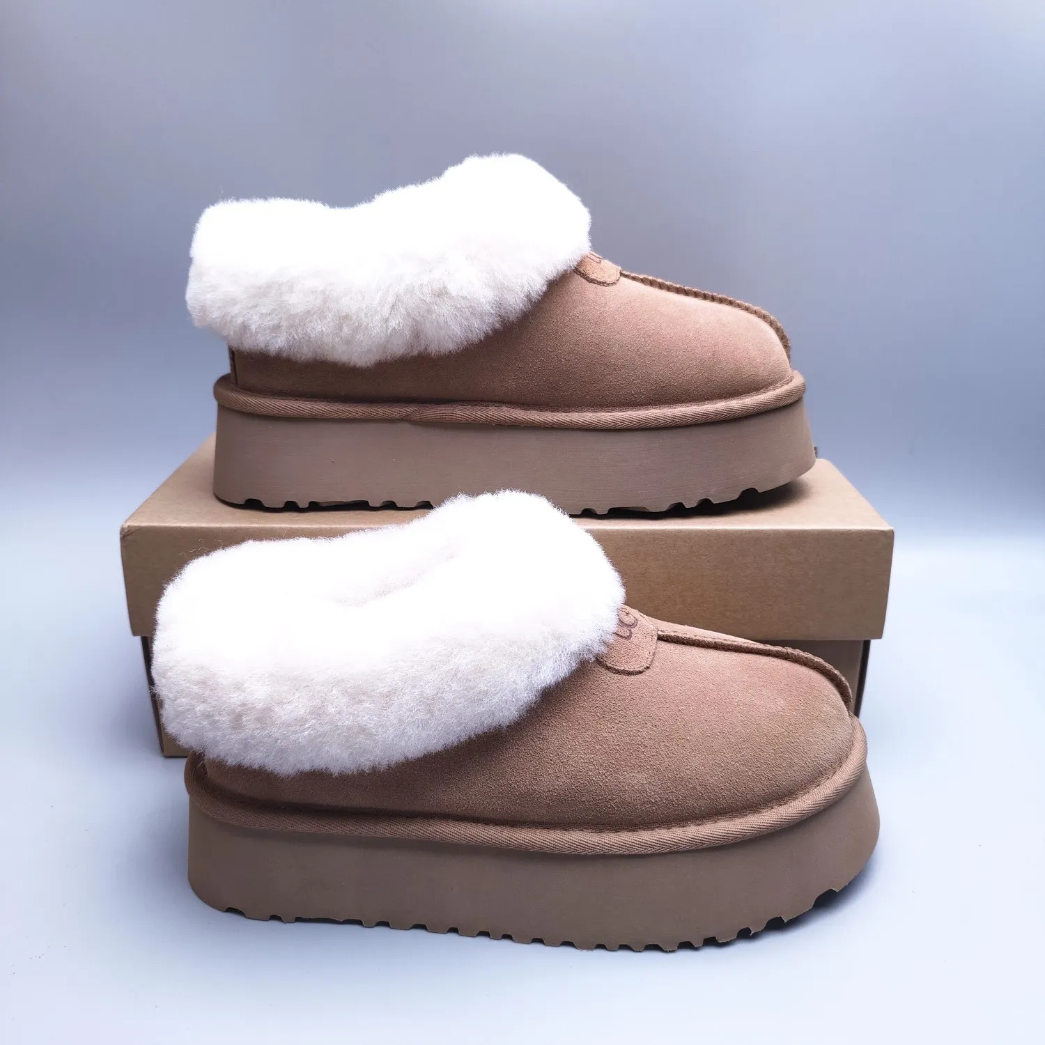 💰480 UGG sheepskin all-in-one snow boots 2661 Thick-soled suede style slip-on slip-on shoes Color: maroon Matching size: 35-40